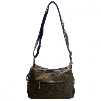flevado Elegante Schultertasche/ Umhängetasche Kunstleder Schnallenoptik braun